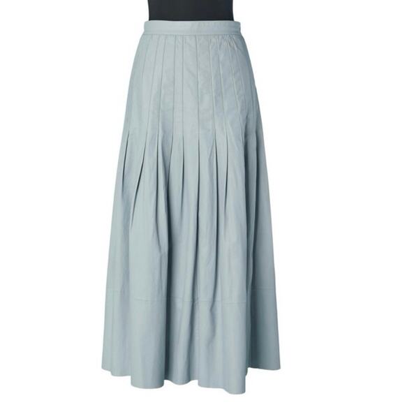Anthropologie Mable Skirt A-Line Parachute Cynthia Pleated Midi Sage/Blue Size M - Picture 1 of 7